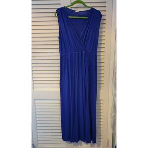 V-Neck Maxi Dress Sz L Royal Blue Sleeveless Spense Women's Large